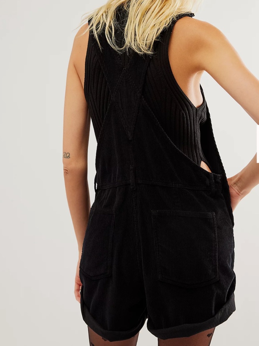 Free People We The Free Ziggy Black Corduroy Shortalls - Picture 6 of 12